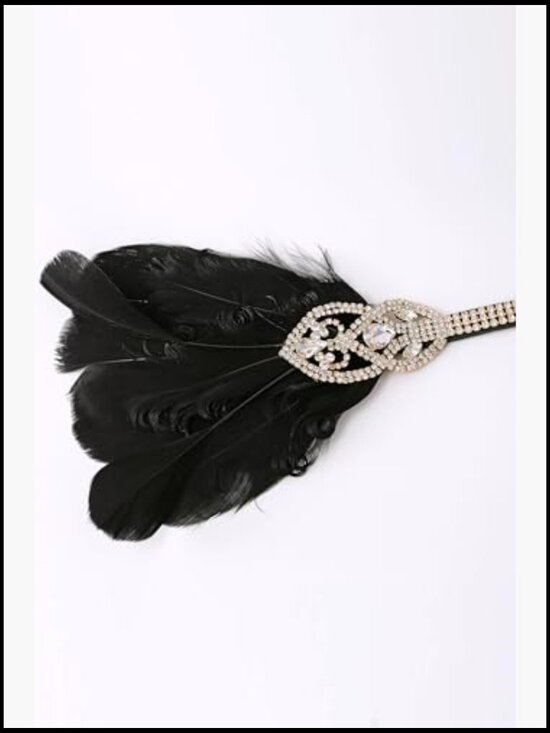 Flapper Feather Headpiece Rhinestone Elastic 1920s Gatsby Vintage Costume main image 2